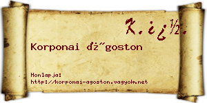 Korponai Ágoston névjegykártya